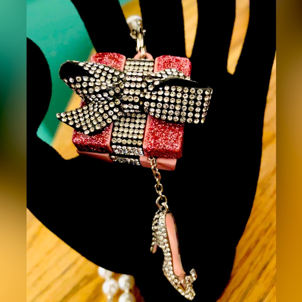 Auth. Betsey Johnson Rhinestone Necklace, Bow Gift, Pumps, Charm, Faux Pearl NWT